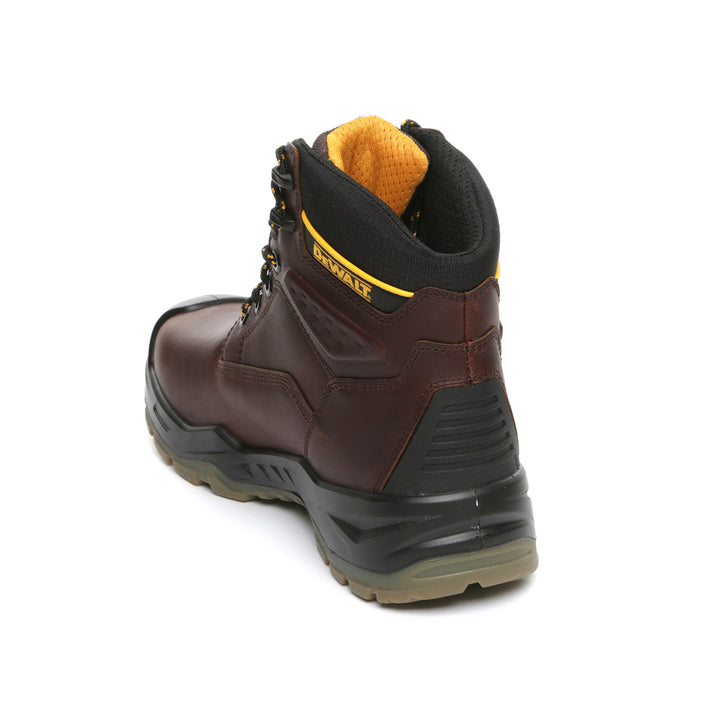 DEWALT Oakridge Waterproof, Steel Toe Cap, Safety Work Boot Tan 3/4 rear view