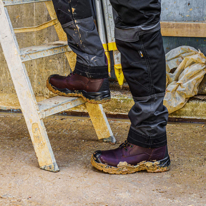 DEWALT Oakridge Waterproof, Steel Toe Cap, Safety Work Boot Tan on site view