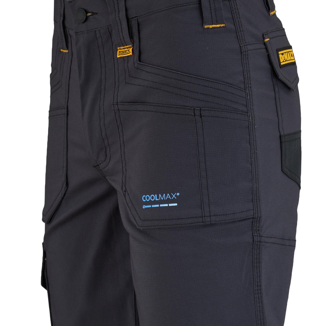DEWALT Barrington Men's Coolmax, Slim Fit, Holster Pocket Cargo Work Shorts, Grey, Front Pocket Detail View