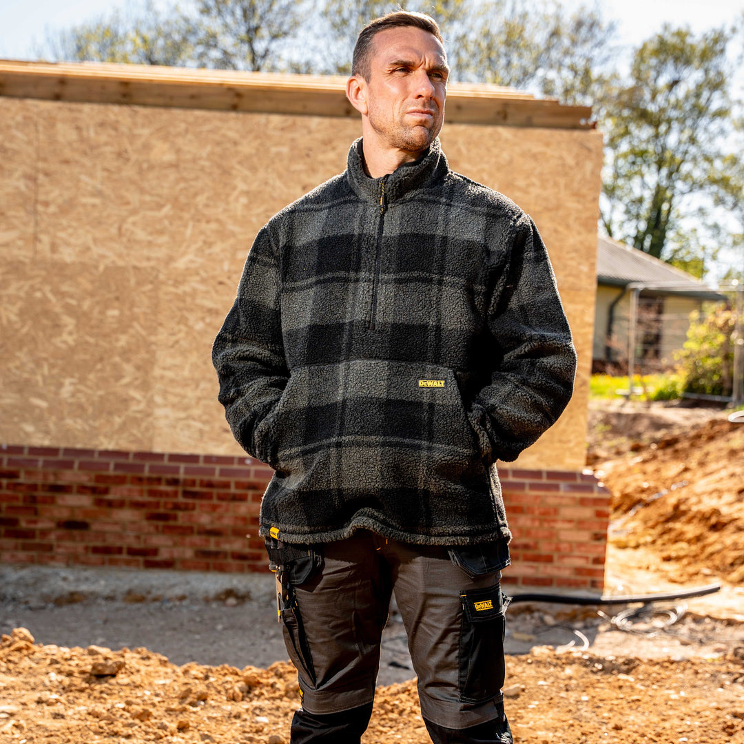 DEWALT Debden Men's Borg Fleece Half Zip Regular Fit Work Jacket