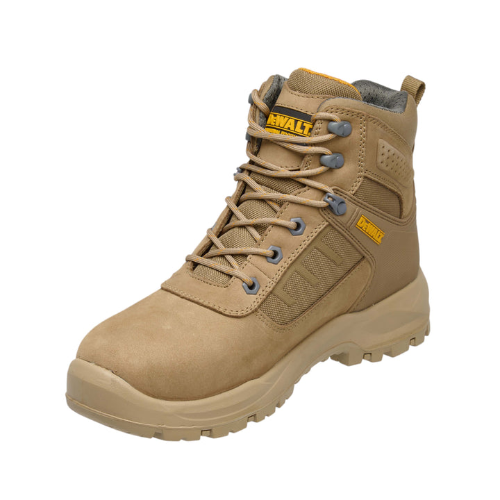DEWALT Douglas Waterproof Steel Toe Safety Boot Stone 3/4 View Facing Left