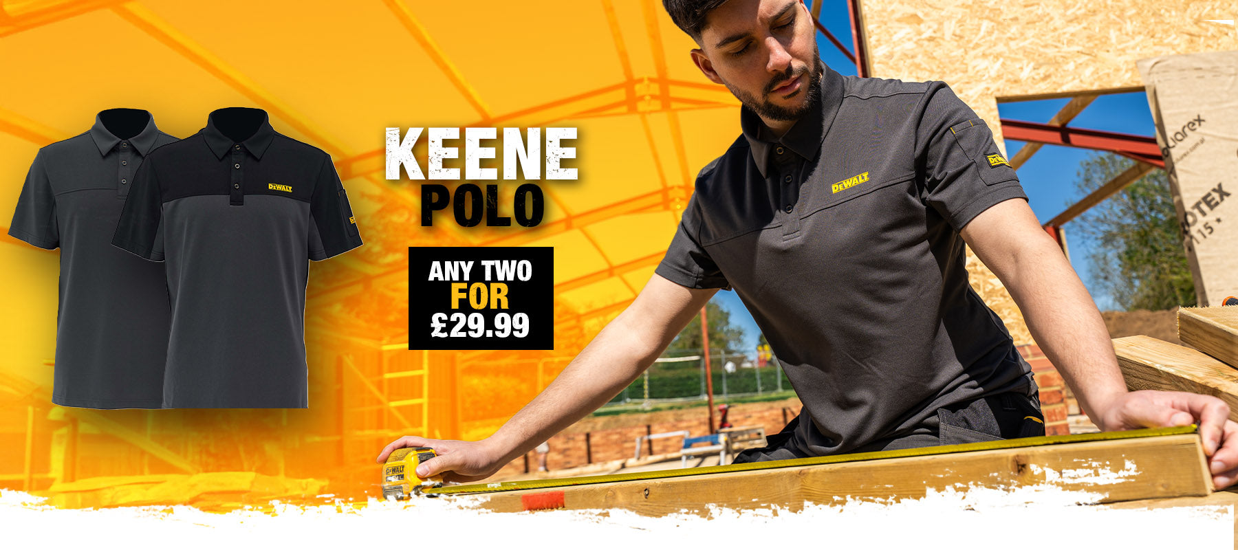 DEWALT Keene Polo Shirt, buy any two for £29.99