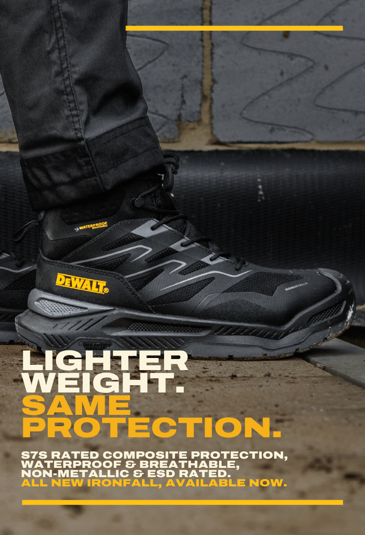 Lighter weight. Same protection. S7S rated composite protection, waterproof and breathable, non-metallic and ESD rated. All new Ironfall available now.