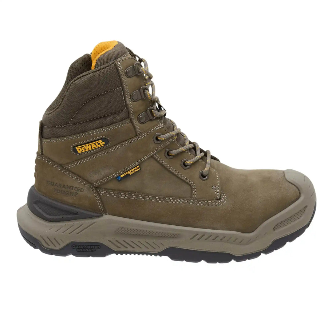 DEWALT Loader safety boot in gunsmoke on white background,side profile facing right.
