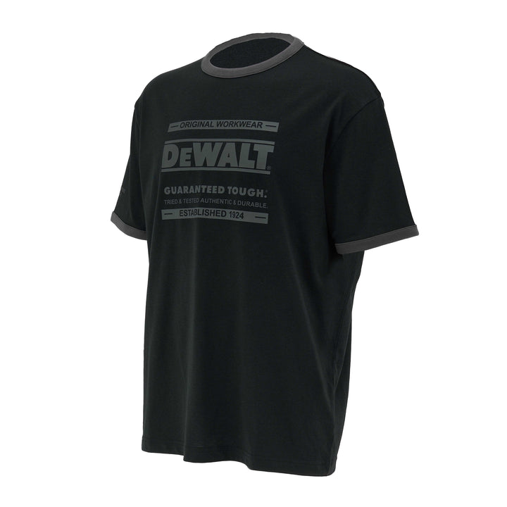 Black t-shirt with Dewalt logo on a white background