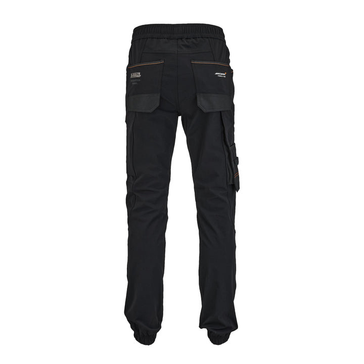 Black cargo pants on a white background
