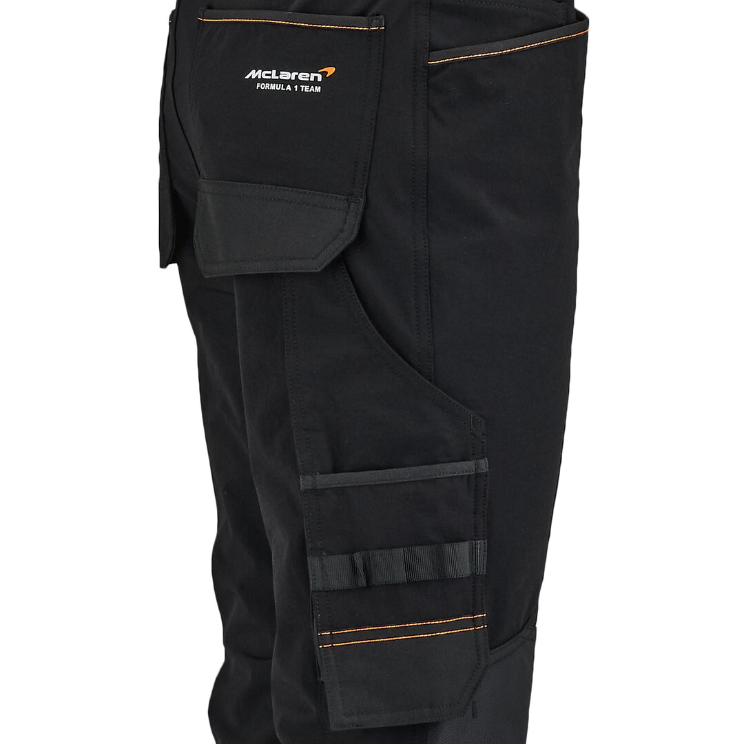 Black cargo pants with McLaren Formula 1 Team logo on a white background