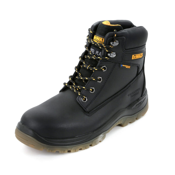 DEWALT Titanium Waterproof Steel Toe Safety Boot Black 3/4 View Facing Left
