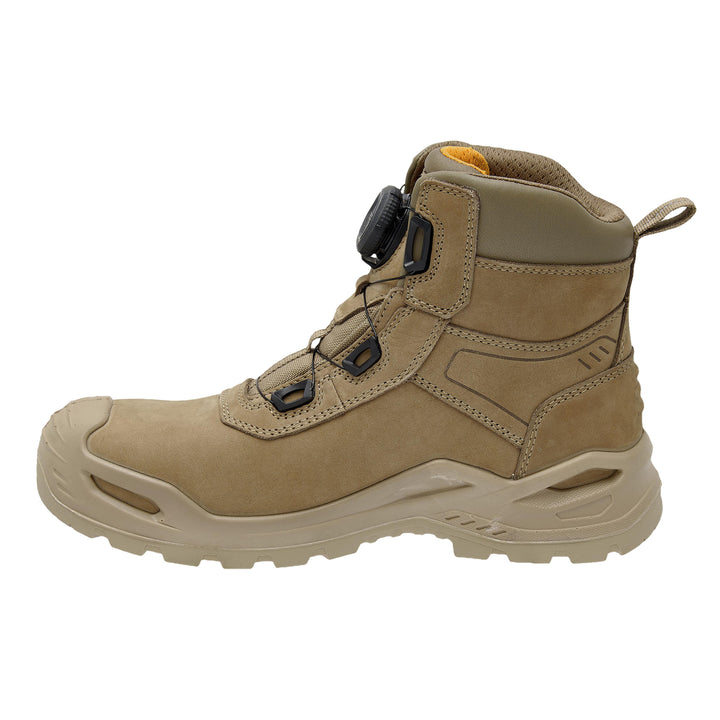 DEWALT Lander Mens Waterproof, BOA®, Nubuck Leather, Wide Fit, Non-Metallic Safety Toe Work Boot, Stone, Instep View