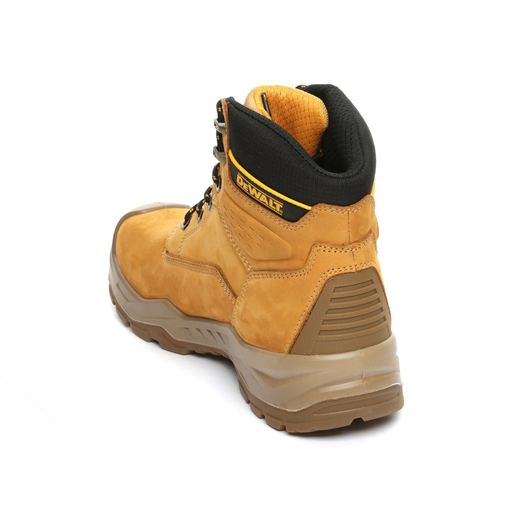 DEWALT Oakridge Waterproof, Steel Toe Cap, Safety Work Boot Honey 3/4 rear view