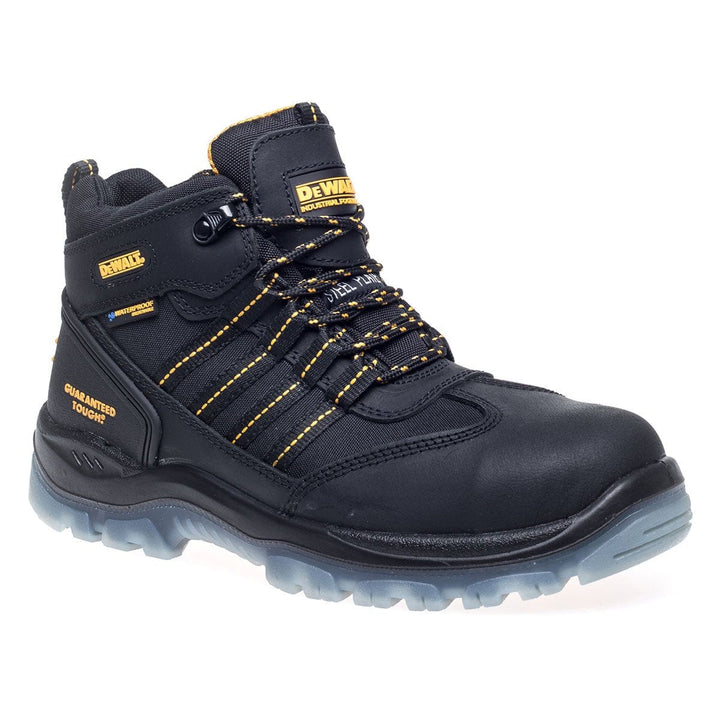 DEWALT Nickel Waterproof Steel Toe Safety Boot Black 3/4 View