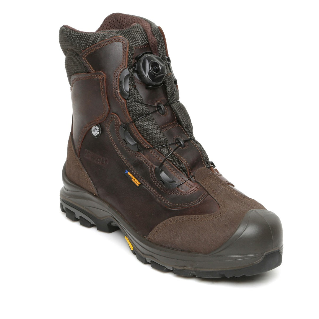 DEWALT Lakewood Waterproof Steel Safety Toe Work Boot Brown 3/4 View